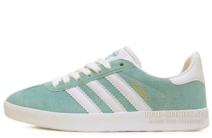 Кроссовки Adidas Gazelle Legend Green Mint White  бирюзово-мятные