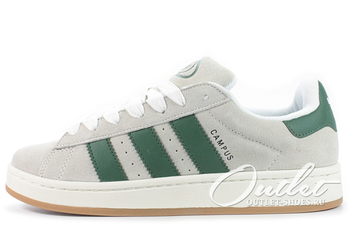 Кроссовки Adidas Campus 00s Crystal White Dark Green GY0038 серые