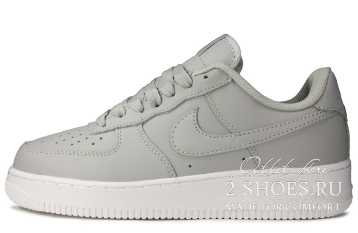 Кроссовки Nike Air Force 1 Low Wolf Grey White AA4083-010 серые, кожаные