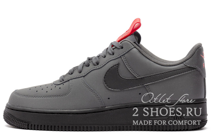 Кроссовки Nike Air Force 1 Low Winter Anthracite Black University Red  серые