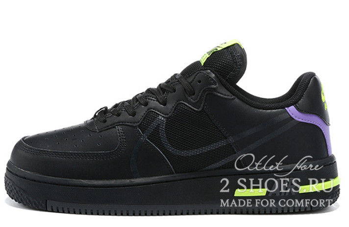 Кроссовки Nike Air Force 1 React Black Anthracite CD4366-001 черные, кожаные