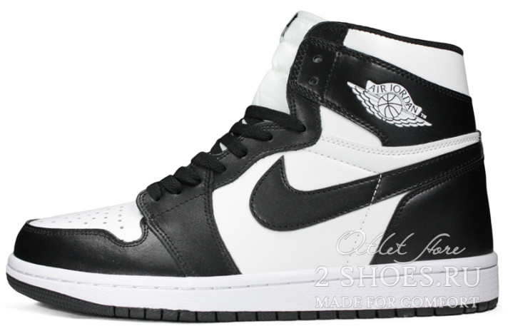 Кроссовки Nike Air Jordan 1 High Twist Black White 555088-010 белые, черные, кожаные