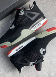 Кроссовки Nike Air Jordan 4 (IV) Black Cement Grey Red живое фото 2